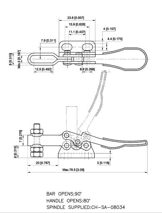 thông số kỹ thuật Cam kẹp ngang GH-201-SS