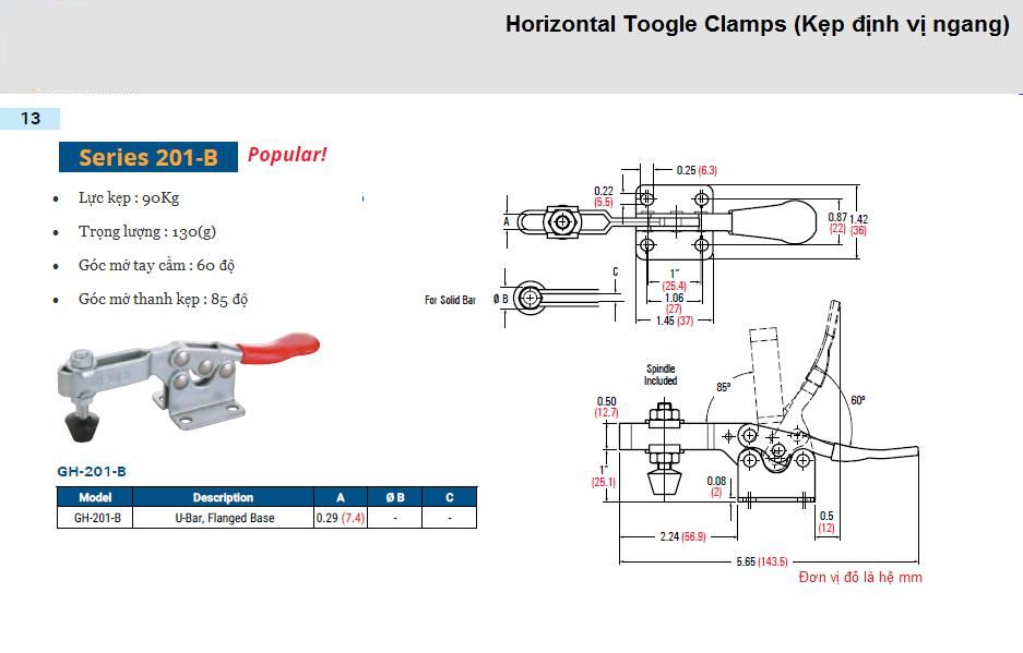 Cam kẹp ngang GH-201-B