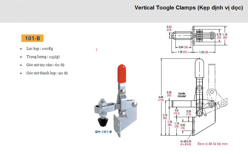 thông s�?k�?thuật Cam kẹp đứng GH-101-B