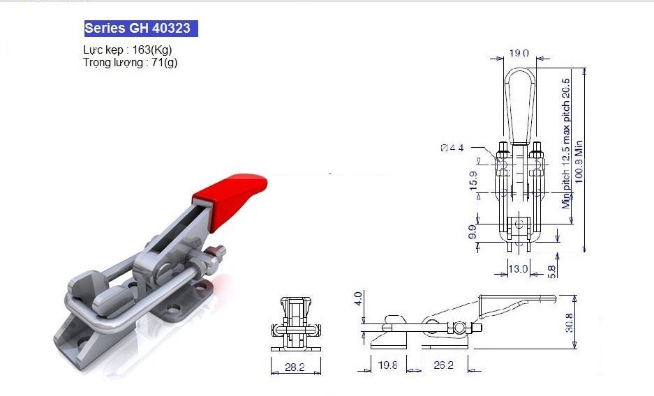 Thông số kỹ thuật khoá kẹp chốt GH-40323