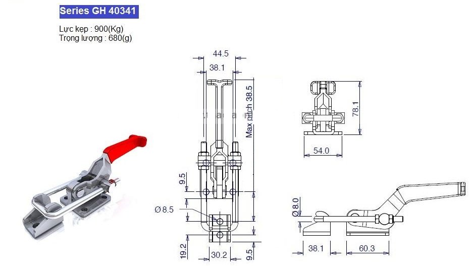 Thông số kỹ thuật khoá kẹp chốt GH 40341
