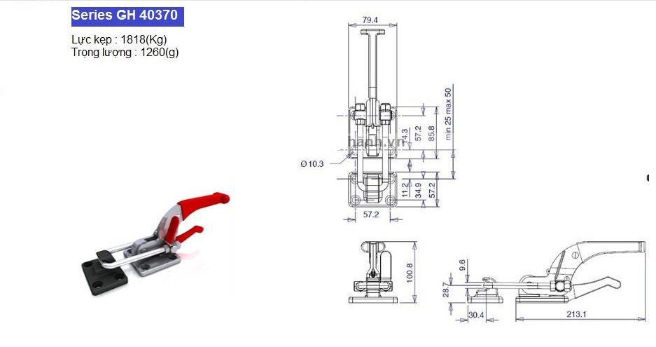 Thông số kỹ thuật khoá kẹp chốt GH 40370