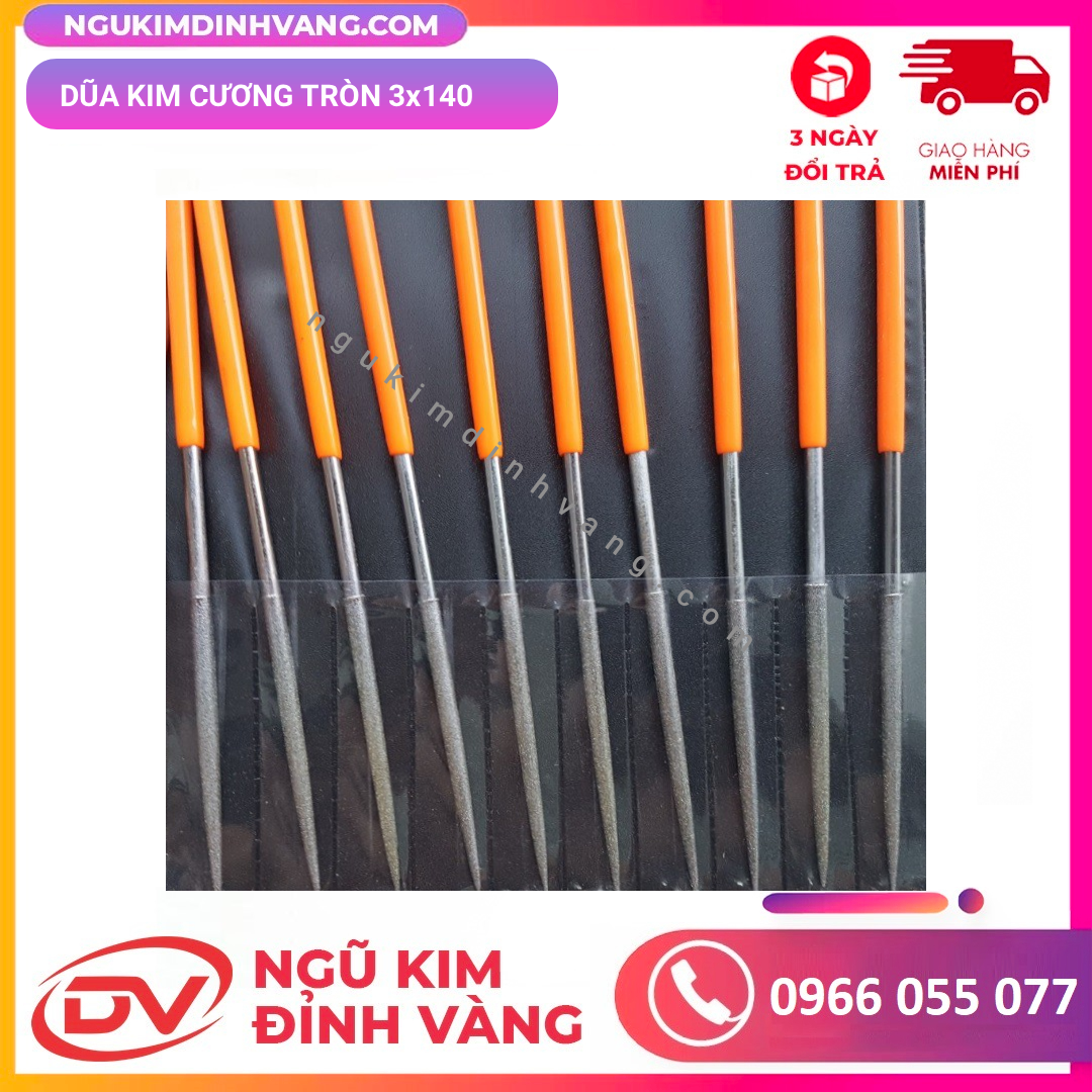 Dũa kim cương tròn 3x140 (10 cái/bộ)